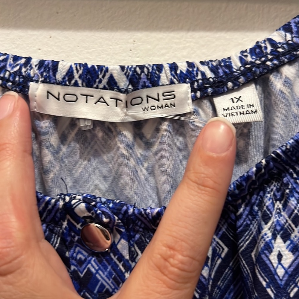 Notations Women’s Plus Size Blue Patterned Stretc… - image 3